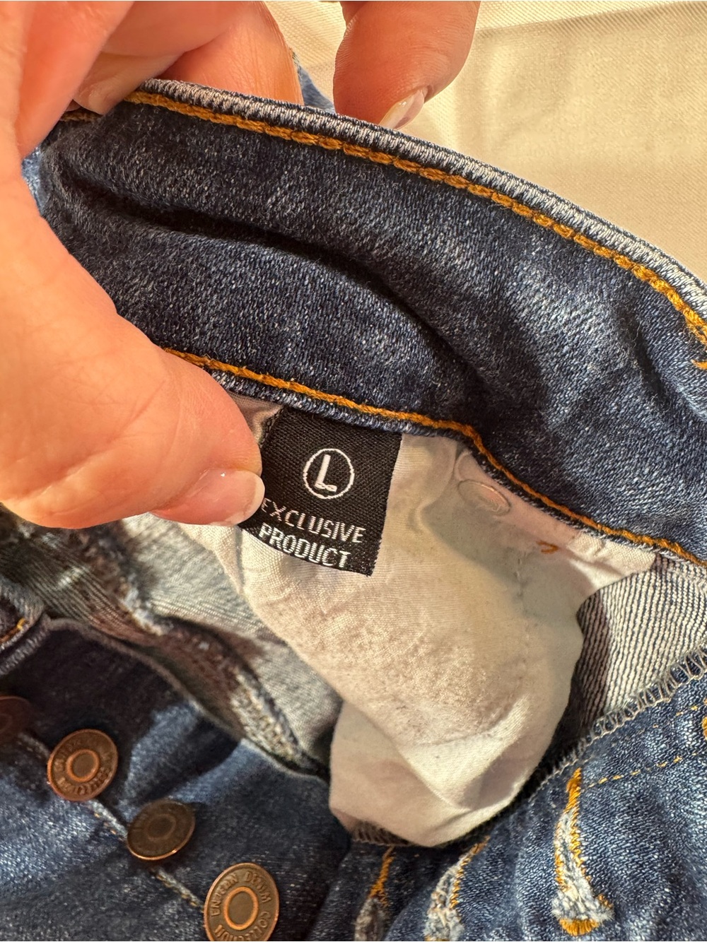 Jean Large Button-Front Distressed Denim Shorts in Blue - Picture 6 of 9